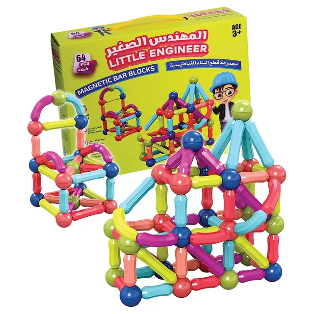Sundus Little Engineer Magnetic Building Blocks 64 Pcs | STEM Educational Construction Toy for Kids