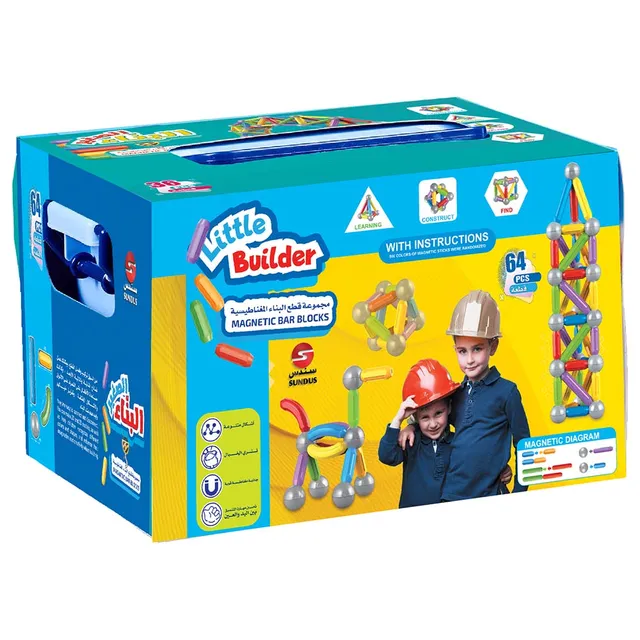 Sundus Little Builder Construction Blocks Set 64 Pcs | Creative STEM Building Toy for Children