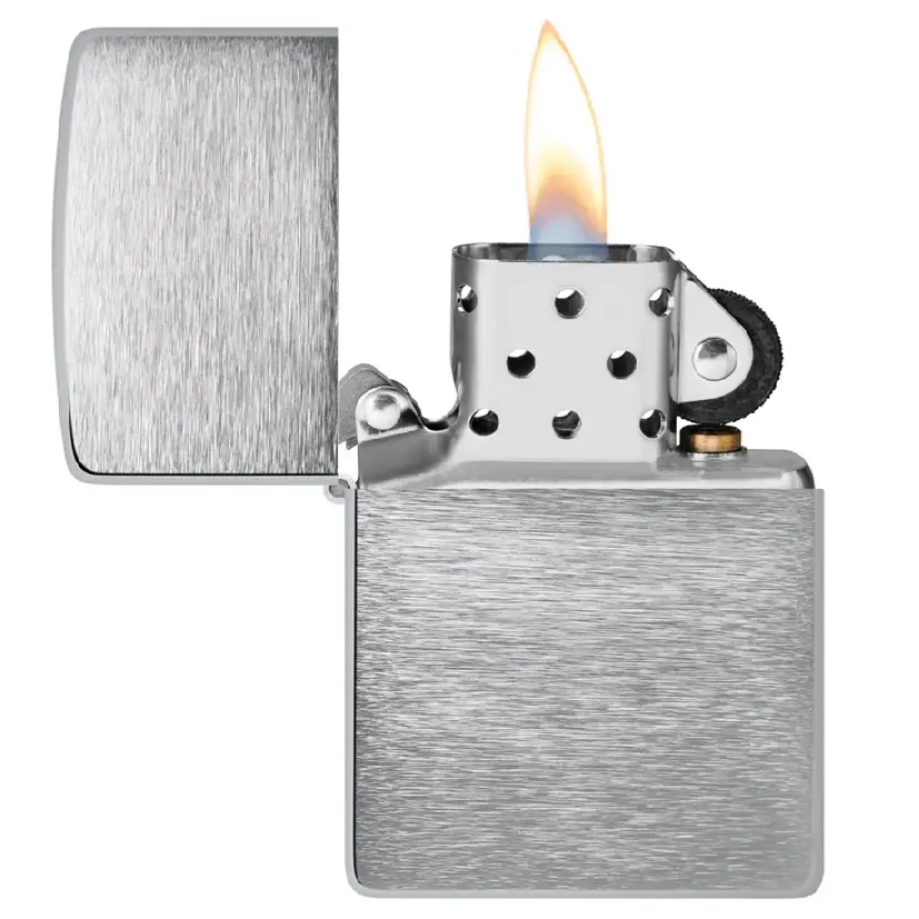 Zippo Windproof Lighter – Regular Brushed Chrome – Series 200 – 200