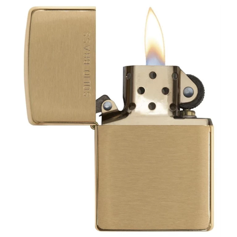 Zippo Windproof Lighter – Regular Brushed Brass – Series 204 – 204