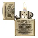 ولاعة زيبو مقاومة للرياح – نحاس مطفي "Brushed Brass" مع شعار "Jim Beam" بارز – 254-BJB929