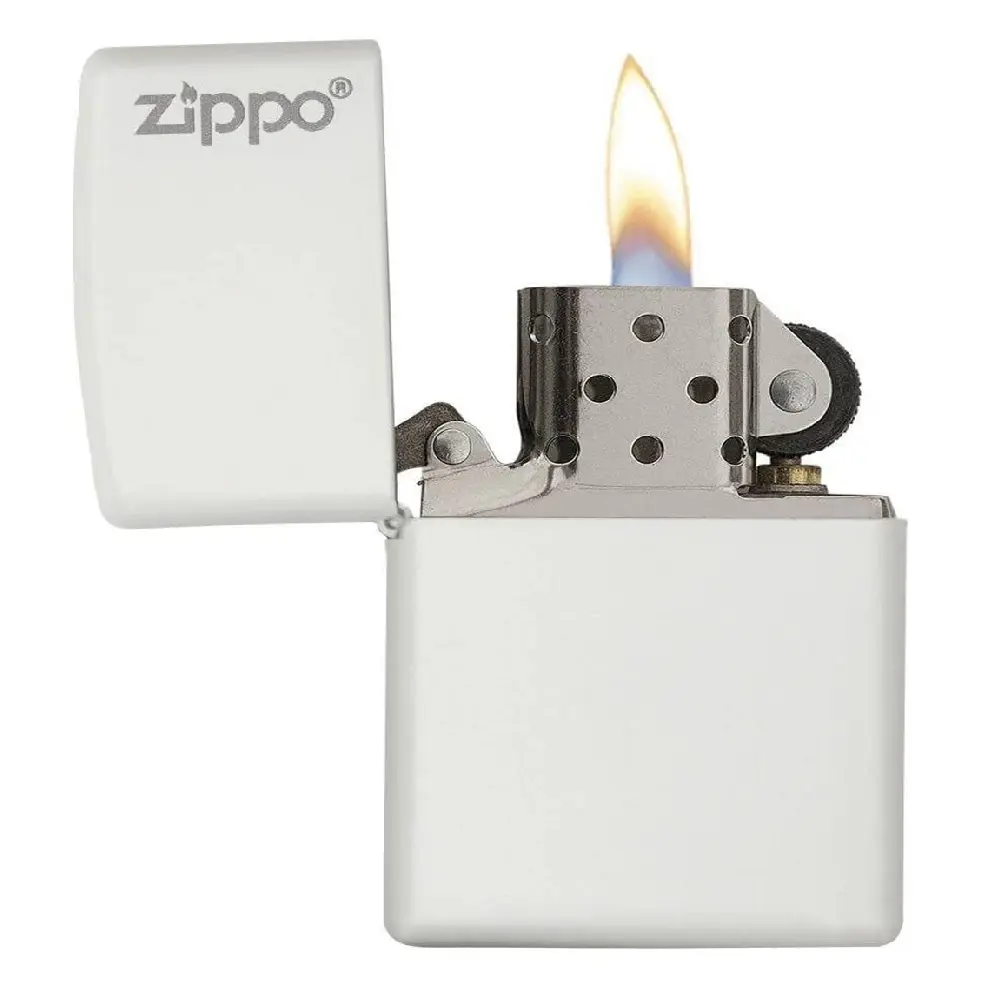 Zippo Windproof Lighter – Regular White Matte with Zippo Logo – Series 214ZL – 214ZL