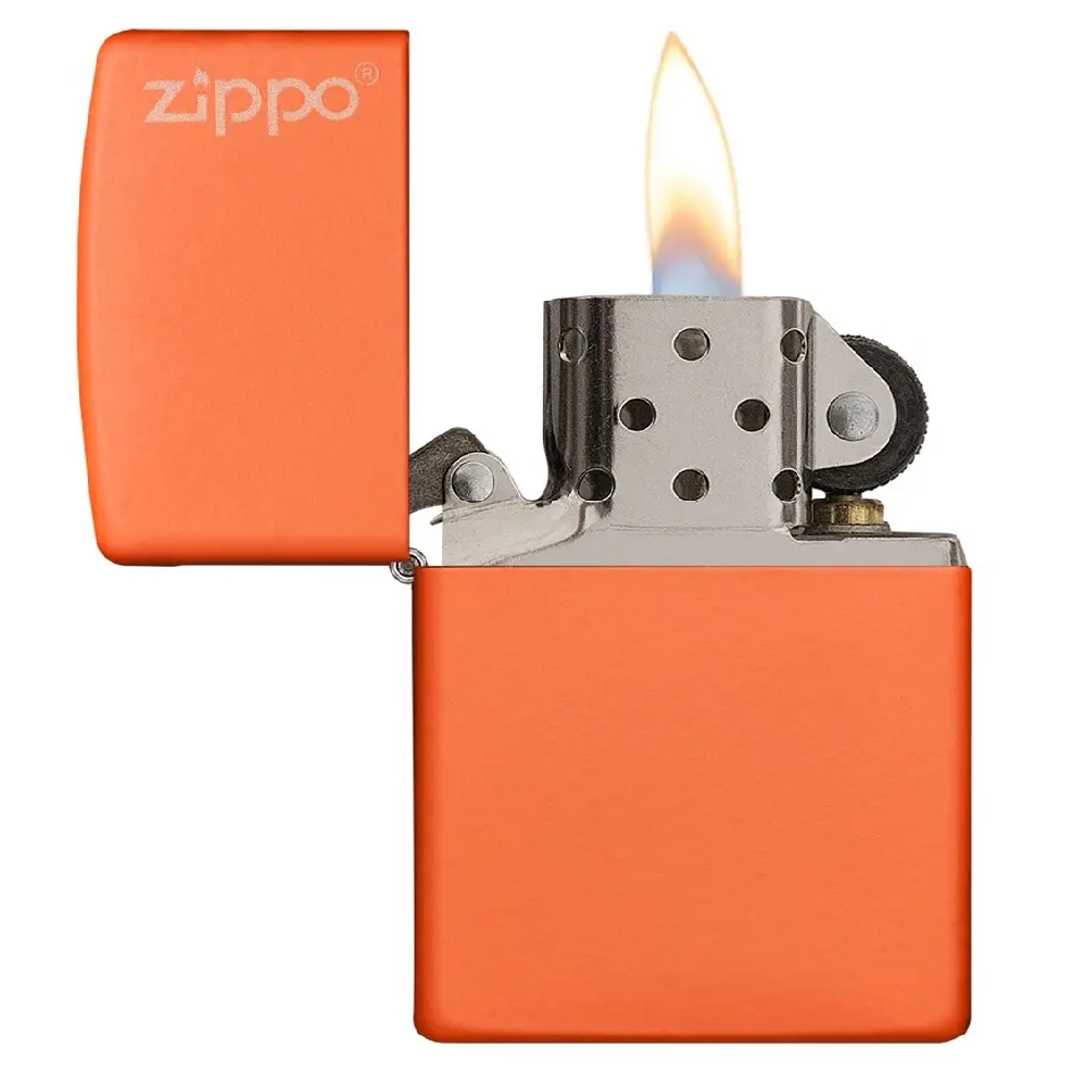 Zippo Windproof Lighter – Regular Orange Matte with Zippo Logo – Series 231ZL – 231ZL
