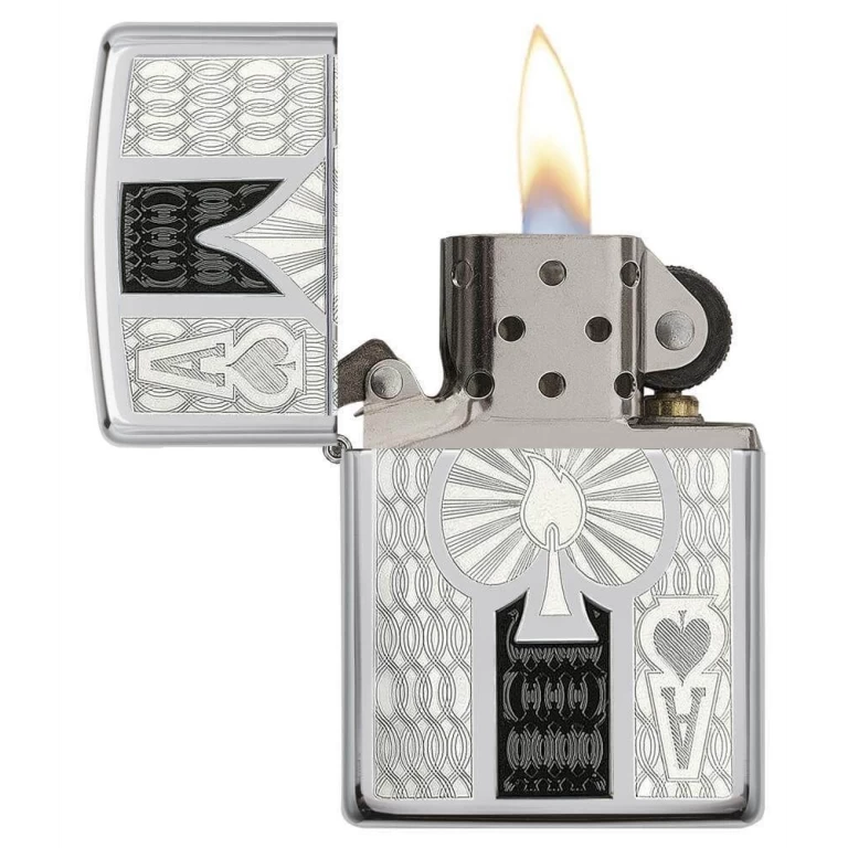 Zippo Windproof Lighter – Regular High Polish Chrome Zippo Ace Design – 24196