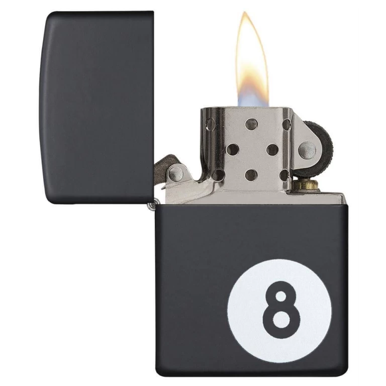 Zippo Windproof Lighter – Regular Brushed Chrome 8-Ball Design – 28432