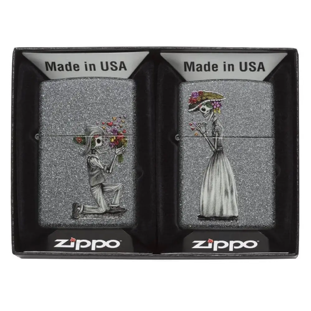 Zippo Windproof Lighter – Black Ice Day of the Dead Skulls Set – 28987-211