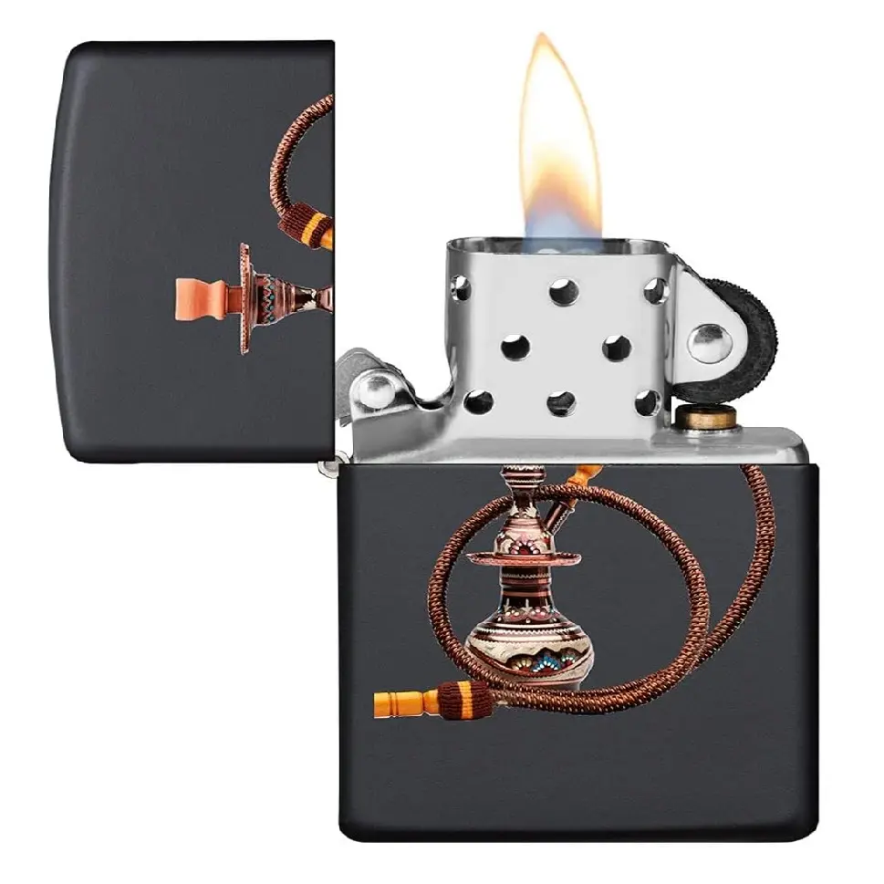 Zippo Windproof Lighter – Regular Black Matte – Modern Hookah Design – 218-CI405079