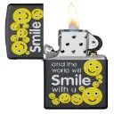 ولاعة زيبو مقاومة للرياح – أسود مطفي "Black Matte" بتصميم الابتسامة (Smile) – 218-CI412239