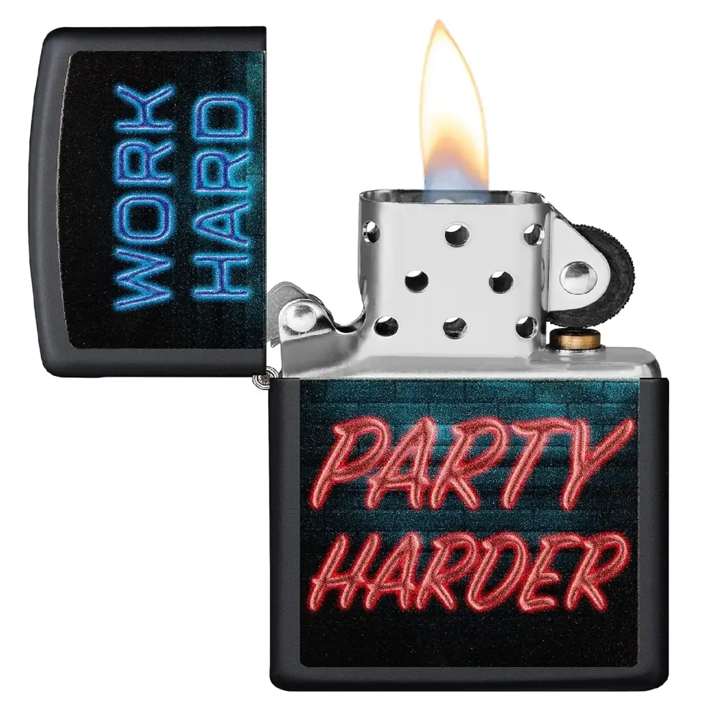 Zippo Windproof Lighter – Regular Black Matte – Work Hard Design – 218-CI412248