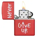 ولاعة زيبو مقاومة للرياح – سليم كروم "Slim Chrome" بتصميم "Never Give Up" – 233-CI412257