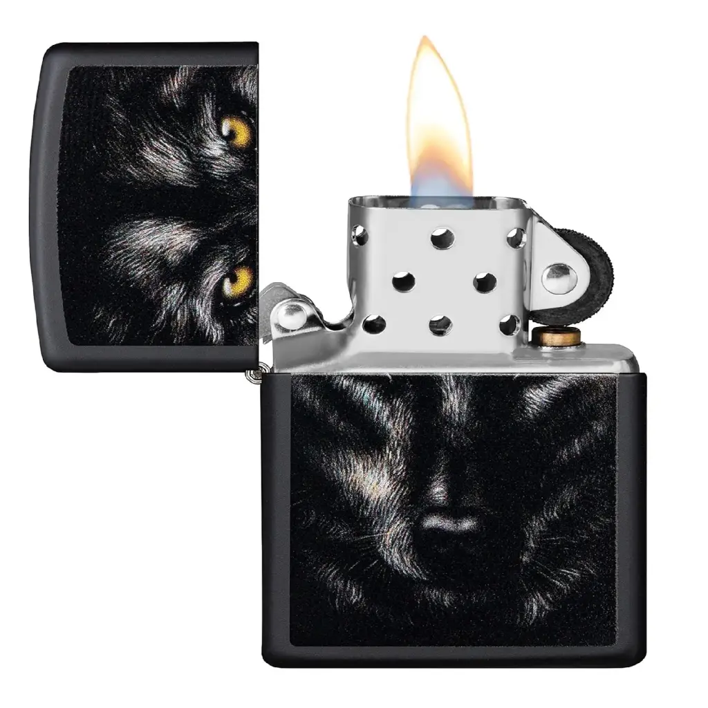 Zippo Windproof Lighter – Regular Black Matte – Wolf Face Design – 218-CI407954