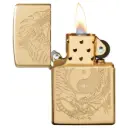 ولاعة زيبو المقاومة للرياح – "Armor Brushed Brass" – تصميم التنين والنمر (Tiger Dragon) – 49024-254B