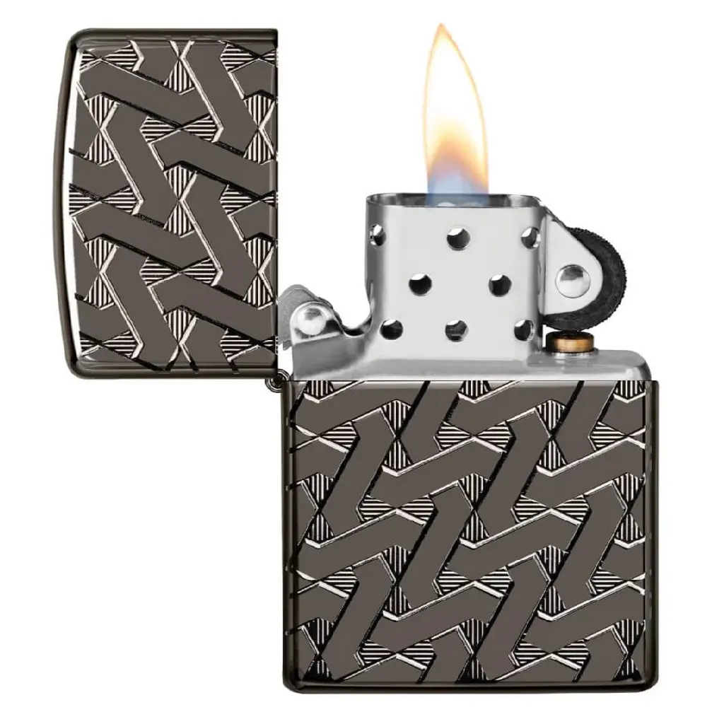 Zippo Windproof Lighter – High Polish Chrome – Geometric Weave Design – 49173-24095