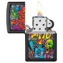 Zippo Windproof Lighter – Regular Black Matte – Zippo Street Art Design – 49605-218