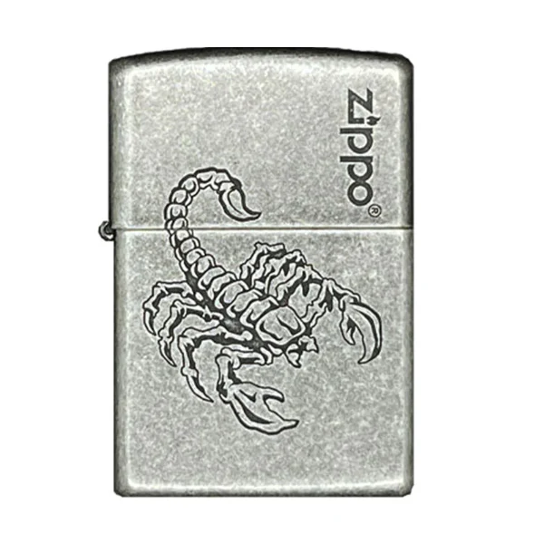 ولاعة زيبو المقاومة للرياح – إصدار آرمور الفضي العتيق – نقش العقرب اللامع – 121FB-MP400843