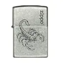 ولاعة زيبو المقاومة للرياح – إصدار آرمور الفضي العتيق – نقش العقرب اللامع – 121FB-MP400843