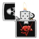 Zippo Windproof Lighter – Regular Street Chrome – Skull Rose Design – 207-CI000329