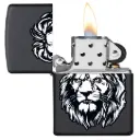 Zippo Windproof Lighter – Regular Black Matte – Black Swirl Lion Design – 218-CI002827