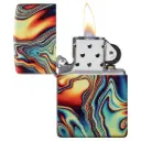 ولاعة زيبو المقاومة للرياح – "High Polish Chrome" – نمط الدوامات الملونة (Colorful Swirl) – 48612