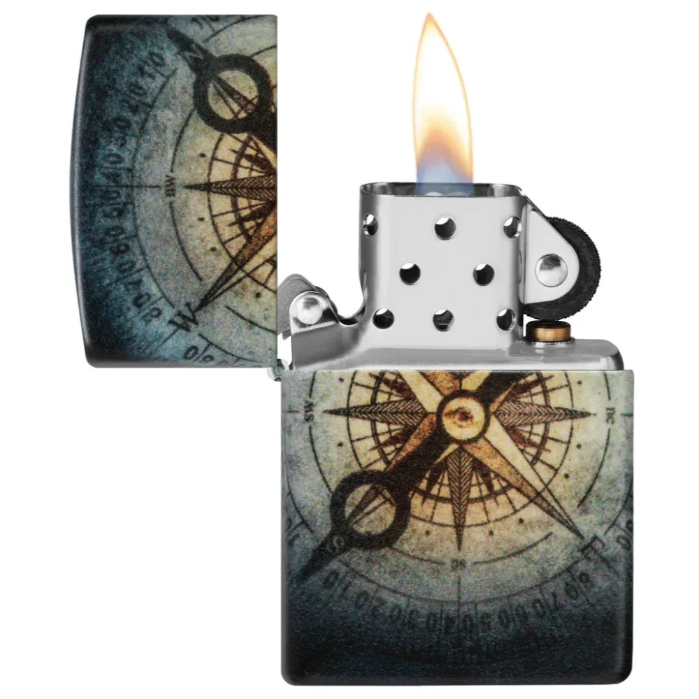 Zippo Windproof Lighter – High Polish Chrome – Compass Ghost Design – 49193-48562
