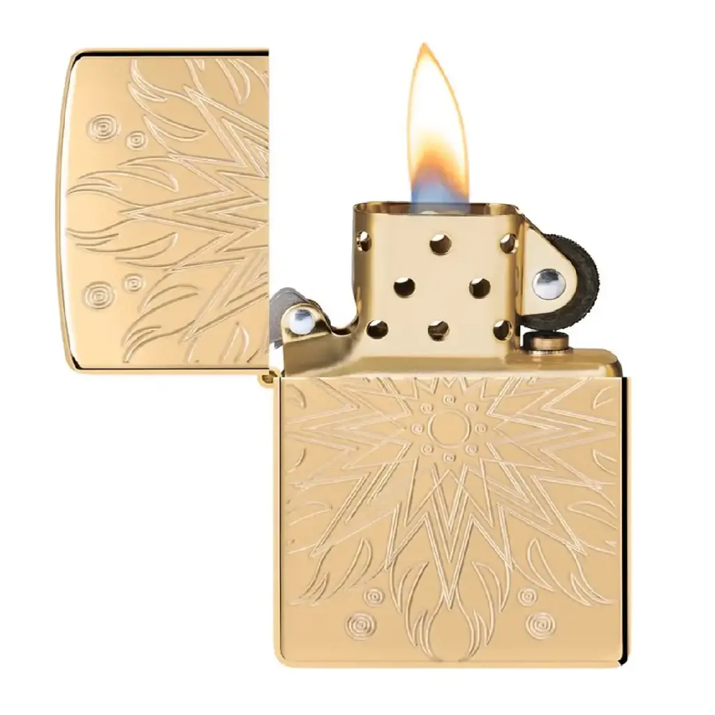 Zippo Windproof Lighter – Brushed Chrome Slim – Door Carving Design – 169-AE401569