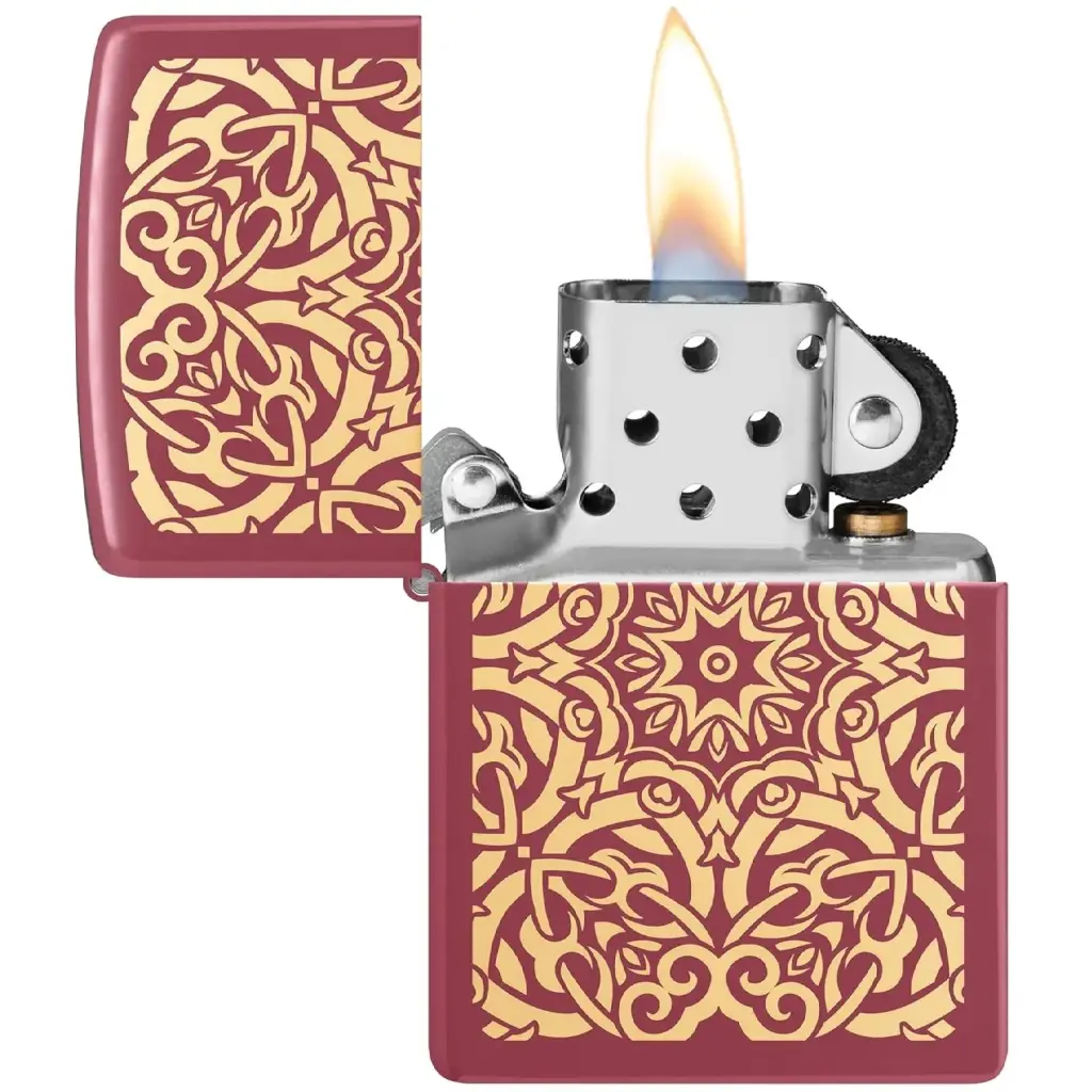 ولاعة زيبو المقاومة للرياح – "Brushed Chrome" الحجم العادي – تصميم زخرفة الفلغري (Filigree) – 48704