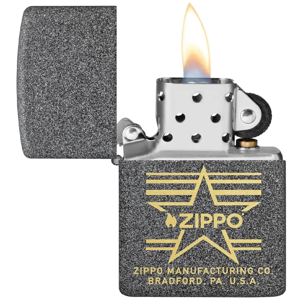 ولاعة زيبو المقاومة للرياح – "Black Ice" – تصميم نجمة زيبو (Zippo Star) – 48711-211