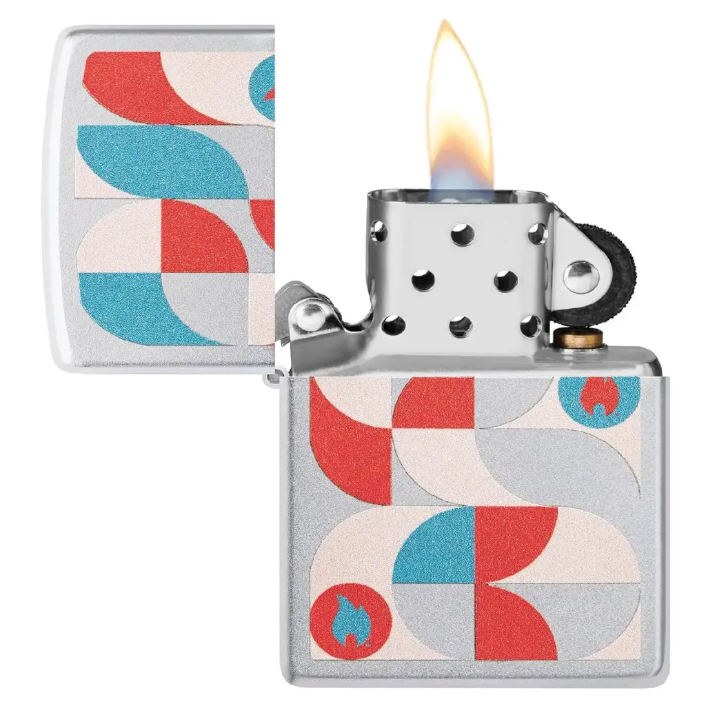 Zippo Windproof Lighter – Regular Street Chrome – Geometric Design – 48712-205