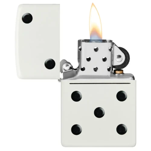 Zippo Windproof Lighter – Regular White Matte – Domino Design – 46159-214