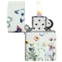 Zippo Windproof Lighter – High Polish Chrome – Butterflies & Flowers Design – 46703