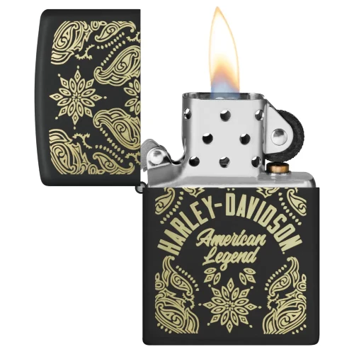 ولاعة زيبو المقاومة للرياح – "Black Matte" الحجم العادي – هارلي ديفيدسون (II) – 46680-218