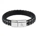 Zippo Leather & Stainless Steel Bracelet 22cm – Silver Clasp (2006231)