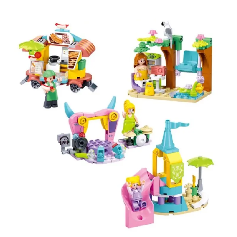 مجموعة مكعبات بناء تشكيلة الفتيات (متروبوليس سلوبان) - 4 أنواع (منصة عرض مكونة من 8 علب)