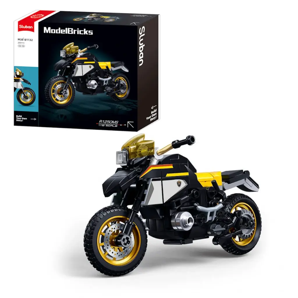 مجموعة مكعبات بناء دراجة نارية R1250 MS بمقياس 1/12 من سلوبان - 200 قطعة