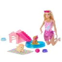 دمية باربي "حفلة مسبح الجراء" - شقراء