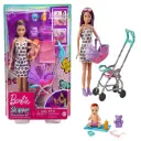 دمية باربي سكيبر جليسة الأطفال مع عربة طفل