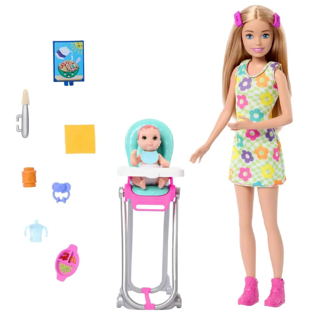 مجموعة لعب باربي "سكيبر جليسة الأطفال"