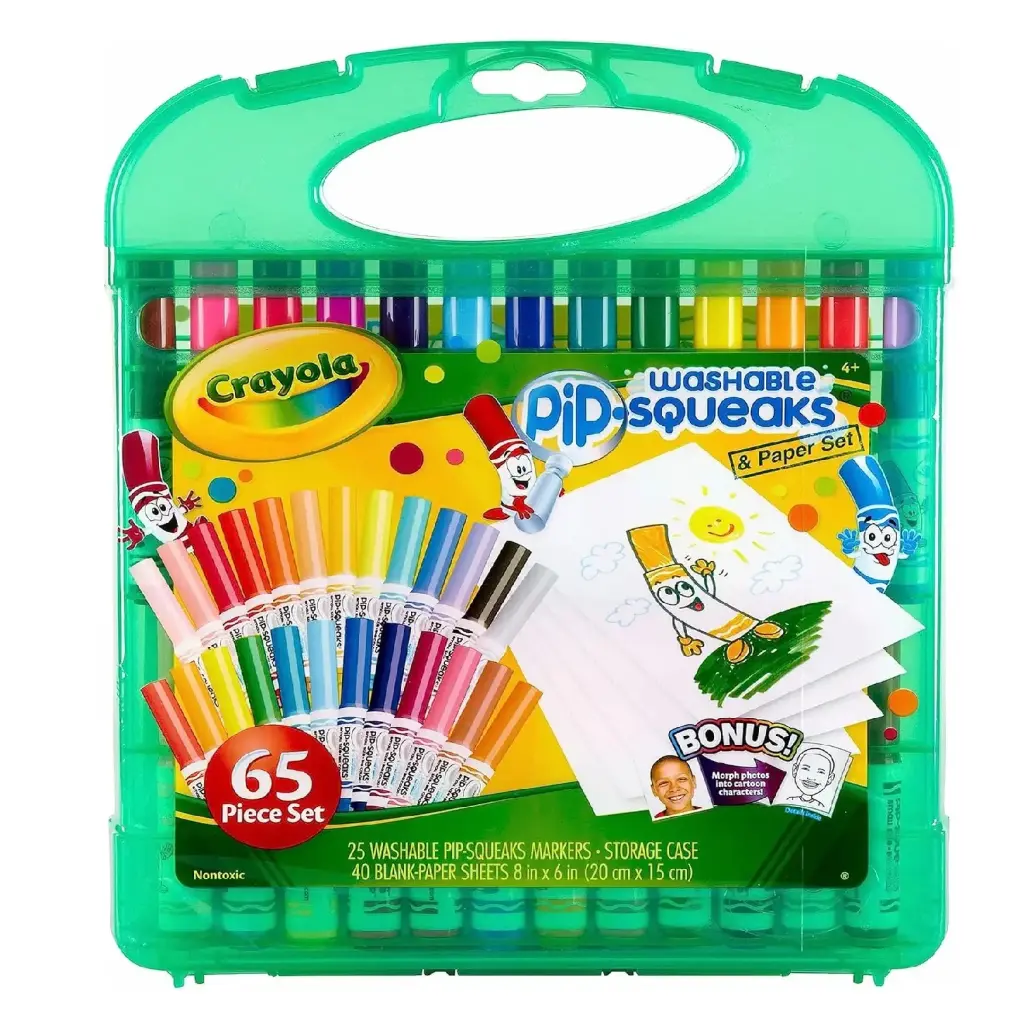 طقم كرايولا كرييت آند كولور (Crayola Create & Color) - أقلام تحديد صغيرة قابلة للغسل ومجموعة ورق