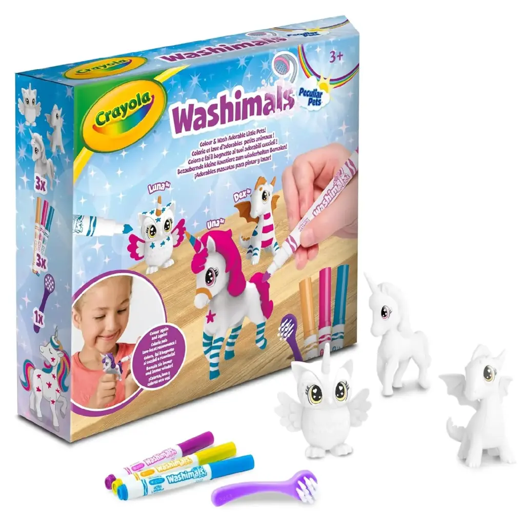 Crayola Washimals Peculiar Pets 3 Pack with Markers & Scrubber