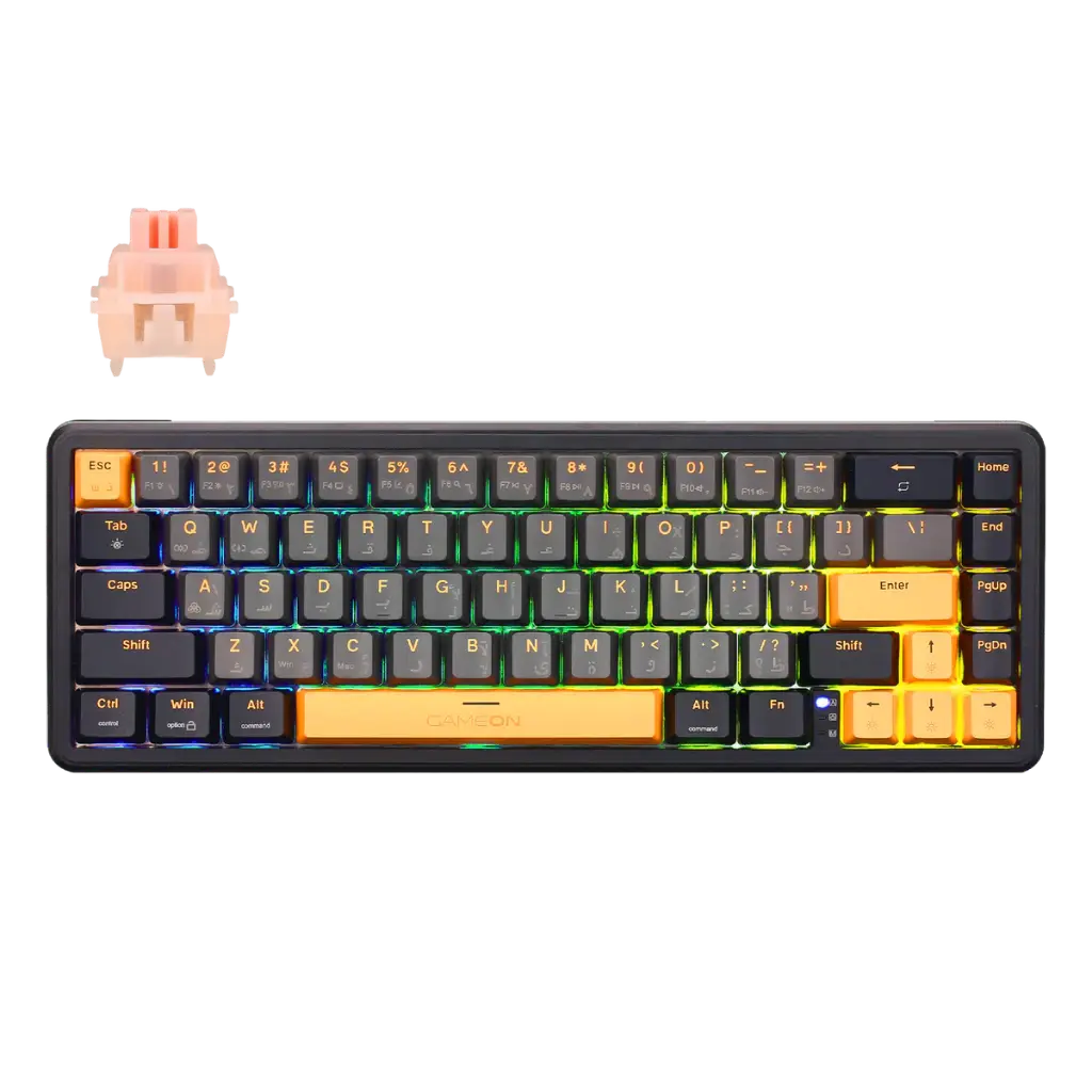 GAMEON VOLT 60% RGB Magnetic Mechanical Keyboard Pink Switch - EN/AR