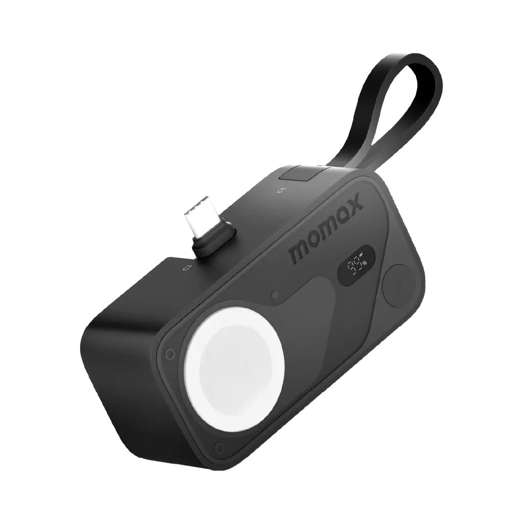 Momax 1-Power X Pro Mini+ 5000mAh Power Bank with USB-C & Apple Watch Charger - Black