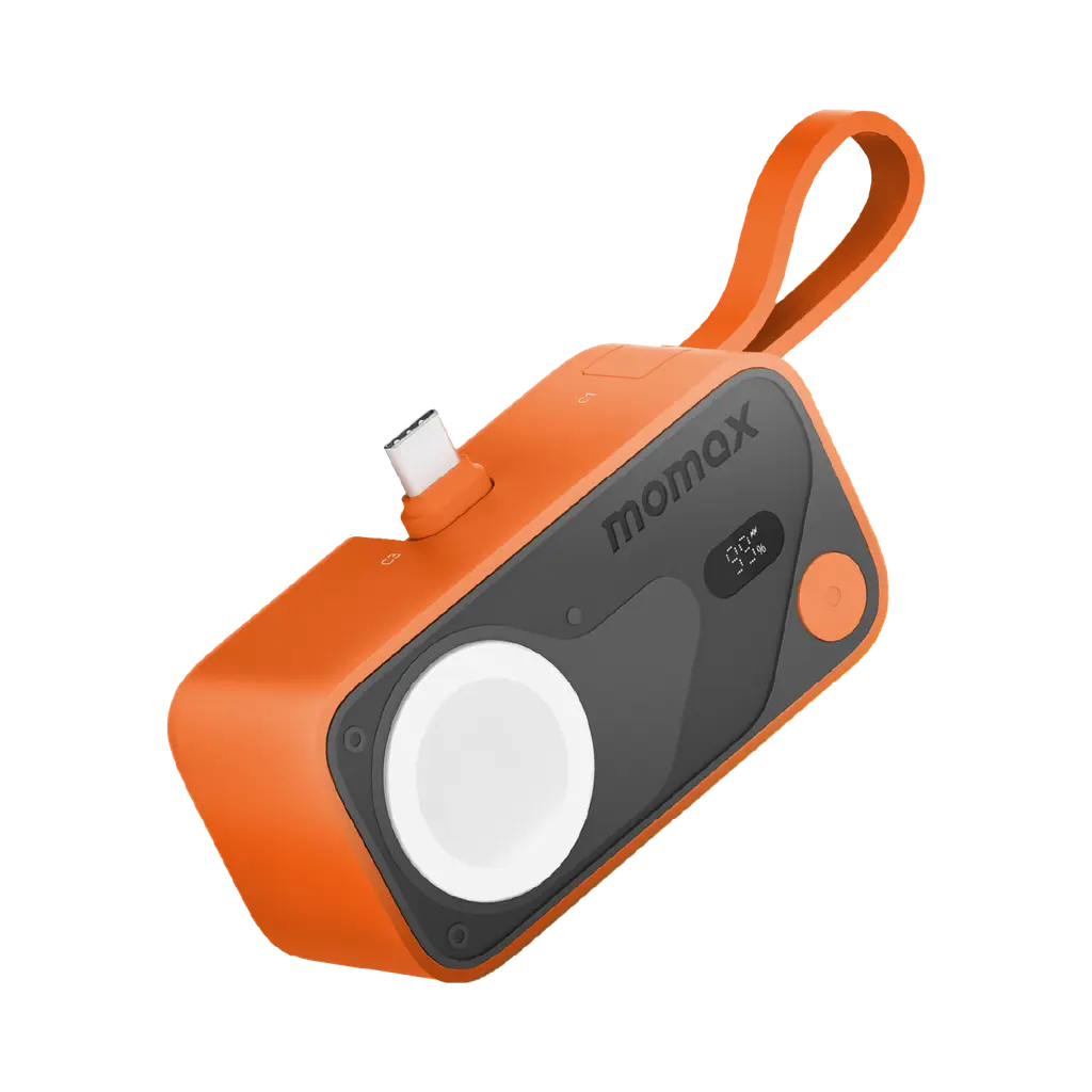 Momax 1-Power X Pro Mini+ 5000mAh Power Bank with USB-C & Apple Watch Charger - Orange