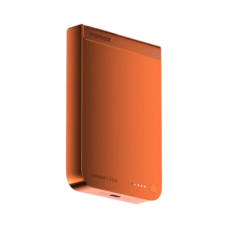 Momax 1-Power S.Pass 10000mAh Qi2 Magnetic Wireless Power Bank - Orange