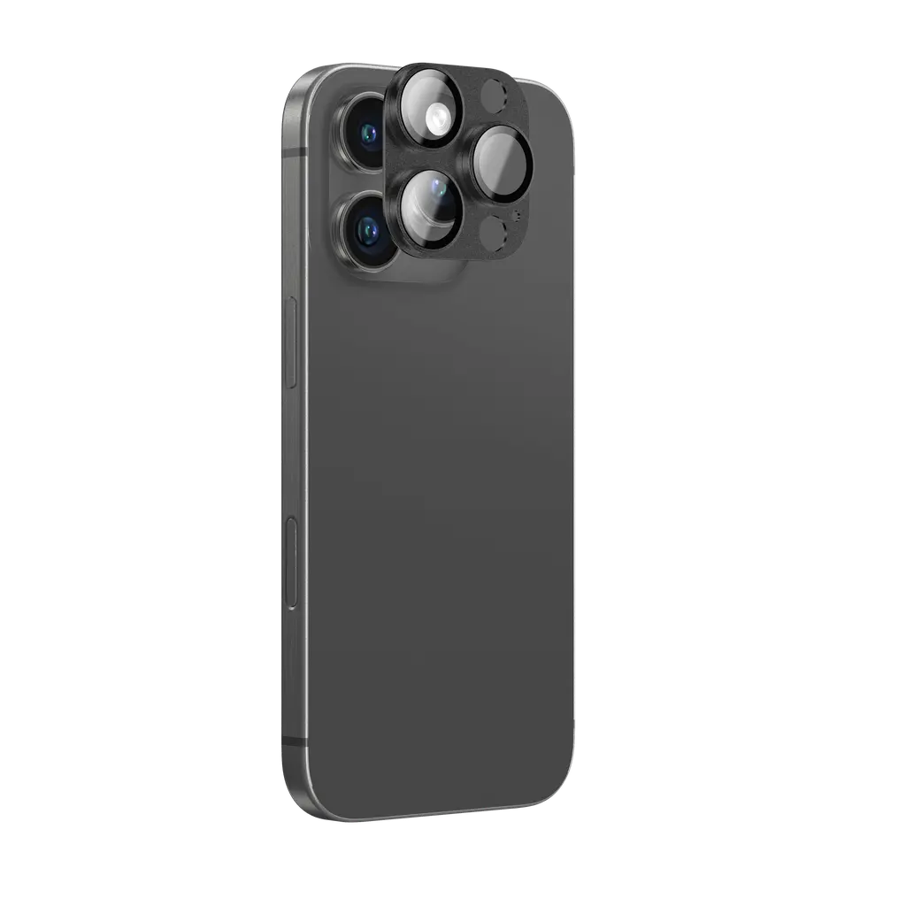 حماية عدسات الكاميرا "أمايزينج ثينج" زجاجية مصنوعة من سبائك الطيران، لهواتف آيفون 16 برو / 16 برو ماكس - لون أسود