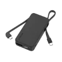 شاحن متنقل "موماكس 1-باور فيتال بلس" بسعة 10000 مللي أمبير مع كابل USB-C مزدوج مدمج - لون أسود