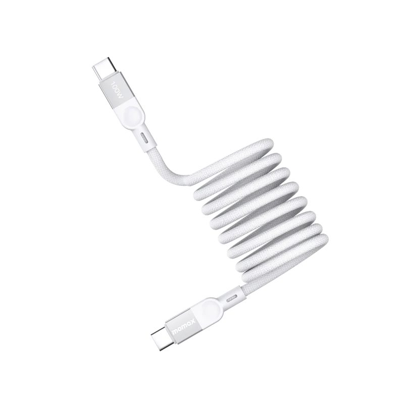 كابل "موماكس إيليت ماج لينك" بمنفذ USB-C مغناطيسي وقدرة 100 واط (2 متر) - لون أبيض