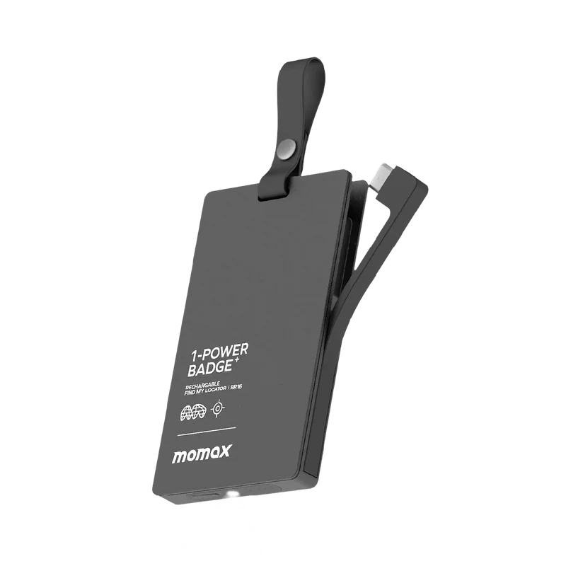 Momax 1-Power Badge+ Rechargeable Battery with Find My Locator - Black