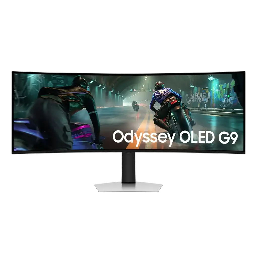 شاشة سامسونج "أوديسي OLED G9" (G91SD) مقاس 49 بوصة - دقة DQHD 5120×1440، تردد 144 هرتز، زمن استجابة 0.03 ملث، تقنية QD-OLED، انحناء 1800R