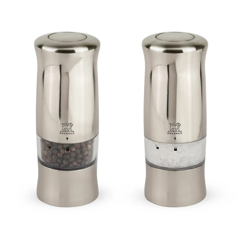 Peugeot Zeli Pepper & Salt Mill Gift Set 14cm - Brushed Chrome