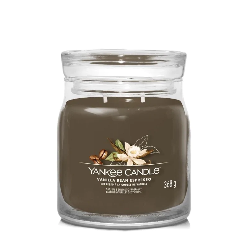 شمعة "يانكي كاندل" (Yankee Candle) الحجم المتوسط (Signature Medium Jar) - فانيلا بين إسبريسو